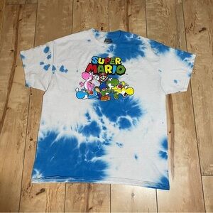 Nintendo Super Mario Bros.‎ graphic tie dye tee, Men’s size L, blue and white